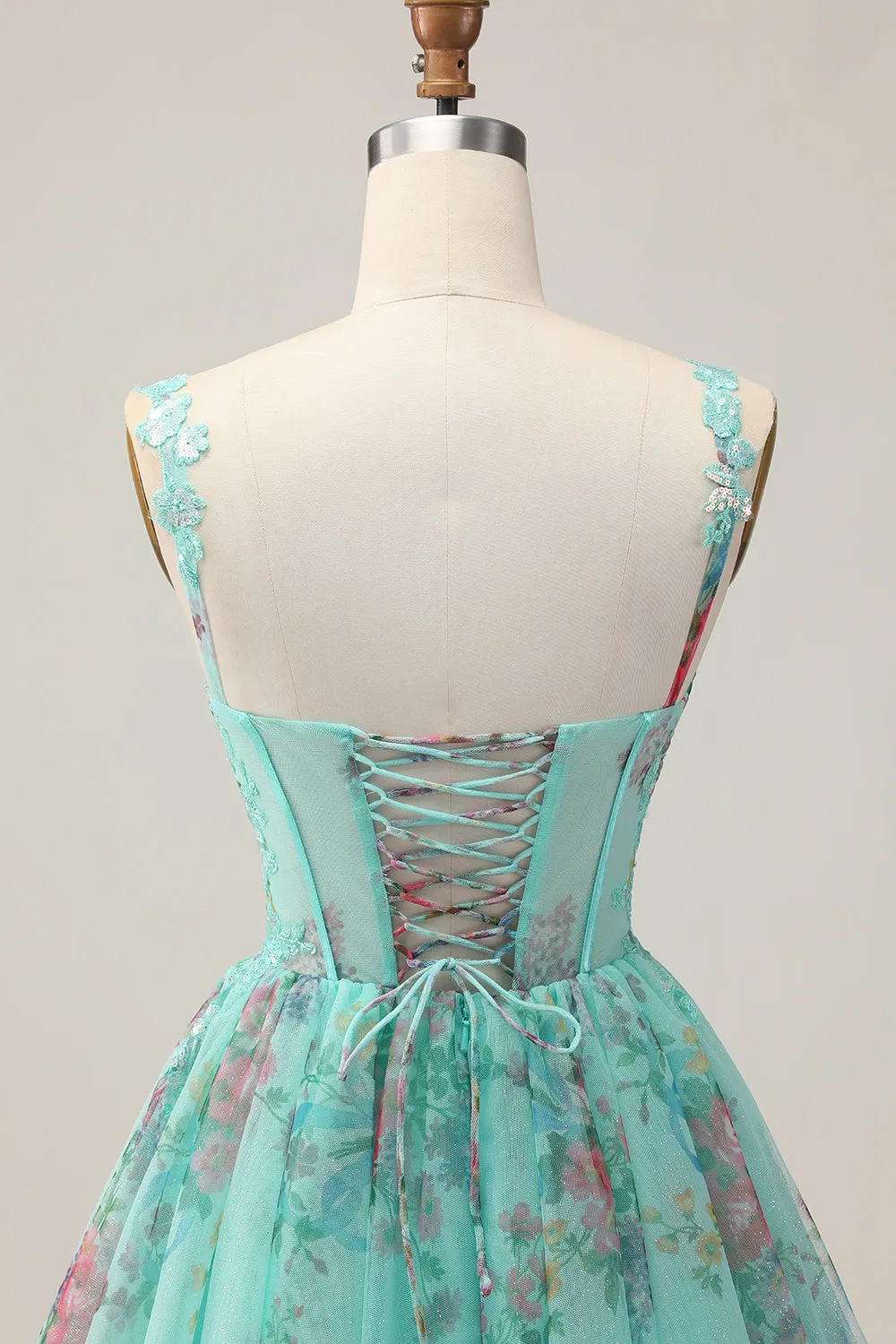 Green Corset A Line Sequins Printed Short Homecoming Dress with Lace Up Back sold by Wedtrend product image thumbnail 5
