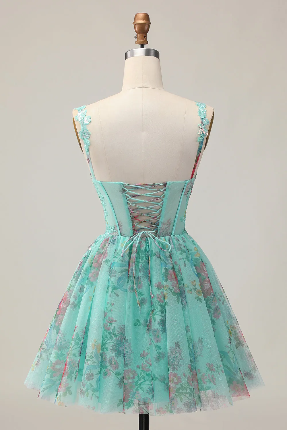 Green Corset A Line Sequins Printed Short Homecoming Dress with Lace Up Back sold by Wedtrend product image thumbnail 2