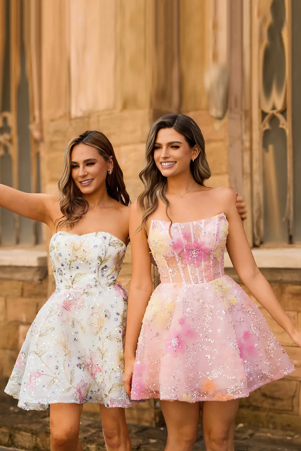 Sparkly A-Line Sequins Strapless Floral Short Homecoming Dress sold by Wedtrend product image thumbnail 3