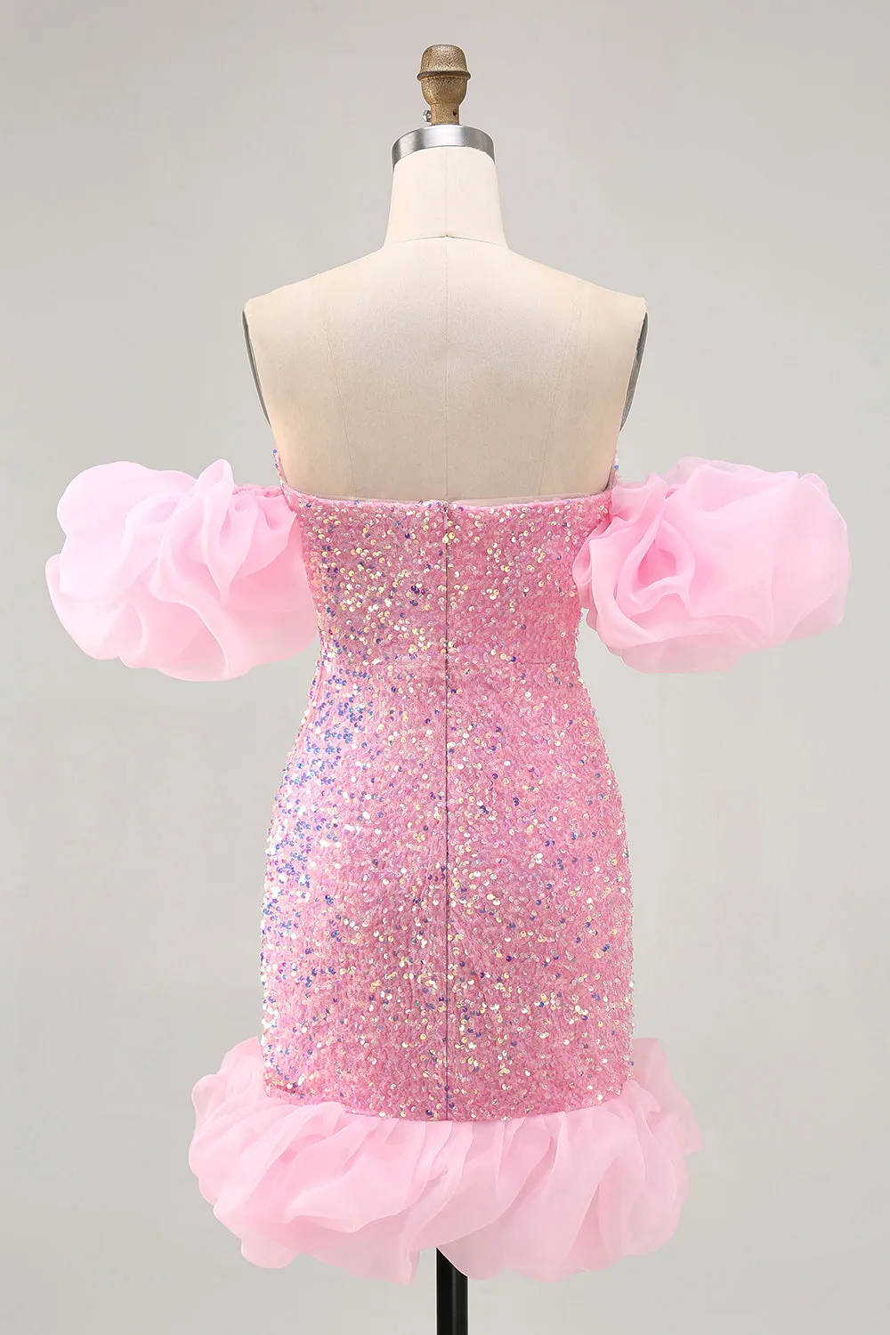 Pink Off The Shoulder Bodycon Sequins Short Homecoming Dress sold by Wedtrend product image thumbnail 2