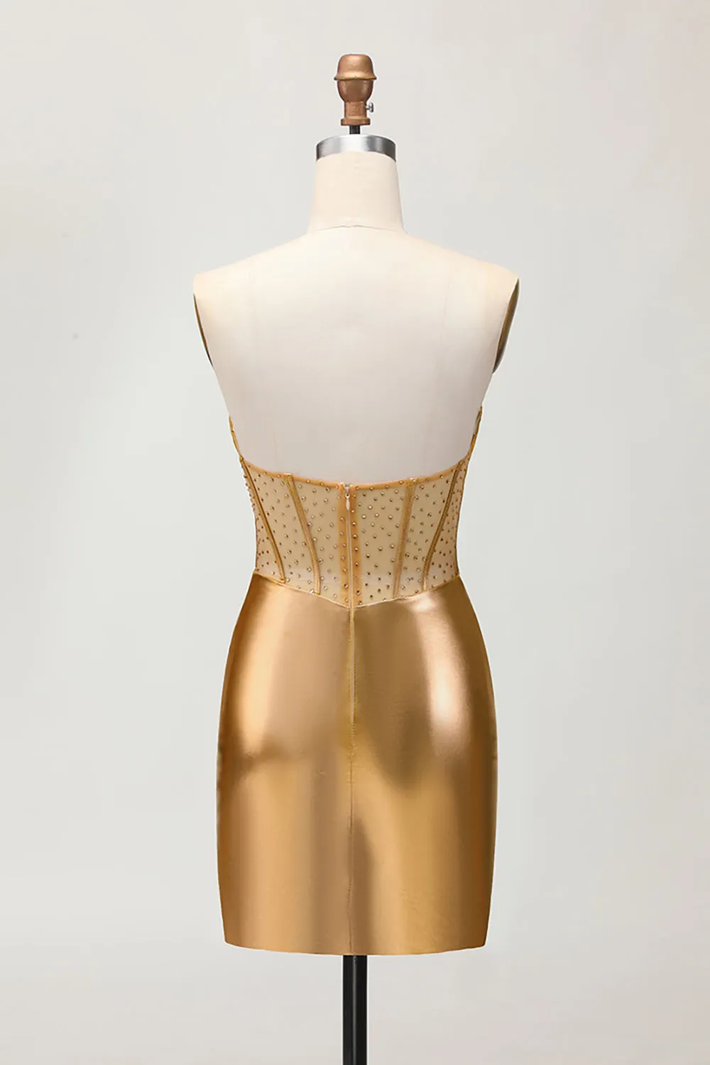 Sparkly Strapless Golden Bodycon Corset Homecoming Dress sold by Wedtrend product image thumbnail 2
