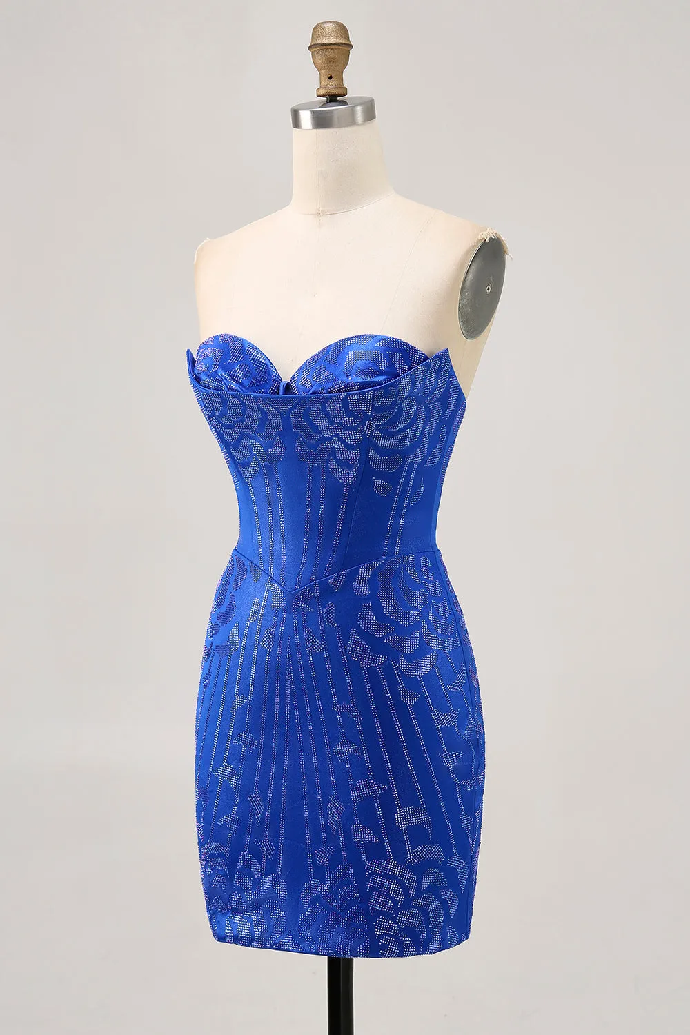 Strapless Beaded Royal Blue Bodycon Short Homecoming Dress sold by Wedtrend product image thumbnail 3