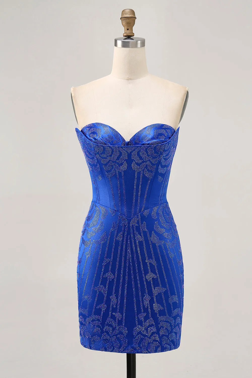 Strapless Beaded Royal Blue Bodycon Short Homecoming Dress sold by Wedtrend