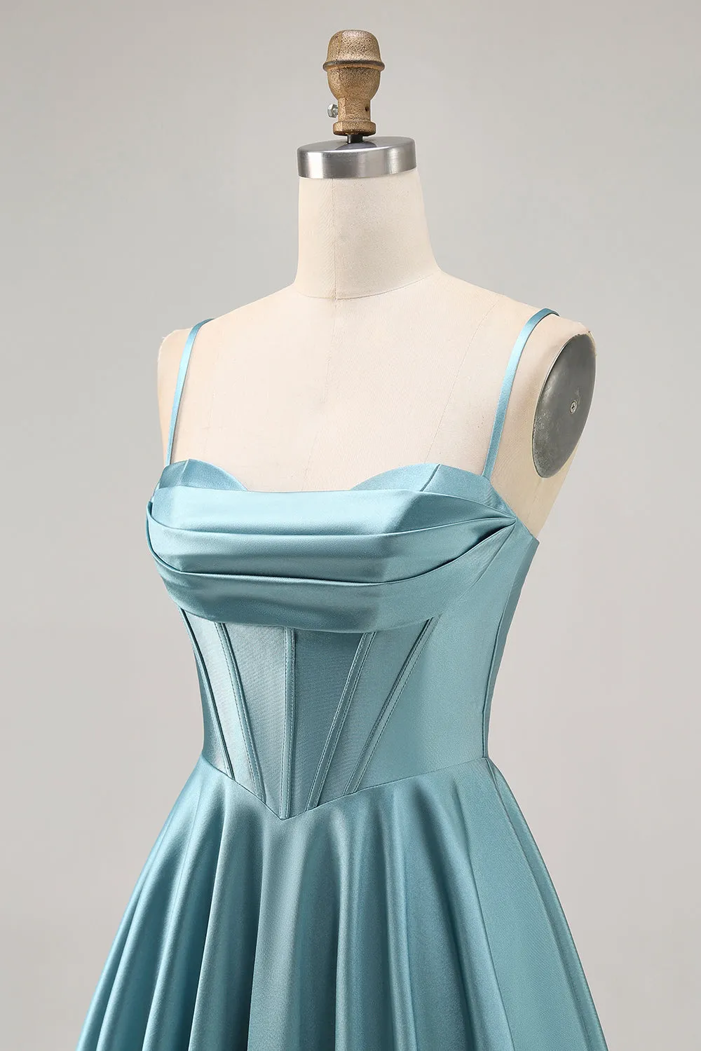 Grey Green A-Line Corset Satin Short Homecoming Dress with Lace Up Back sold by Wedtrend product image thumbnail 5