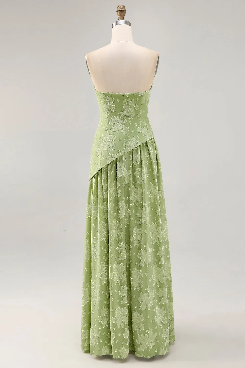 Sage Green A-Line Strapless Long Wedding Guest Dress sold by Wedtrend product image thumbnail 2