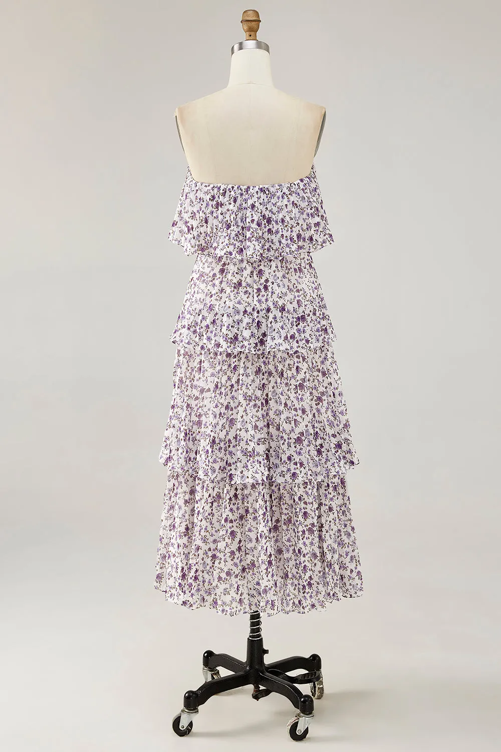 Purple Flower A-Line Off The Shoulder Chiffon Bridesmaid Dress with Ruffles sold by Wedtrend product image thumbnail 4