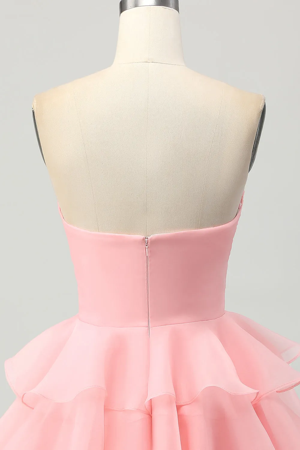 Blush A Line Tiered Strapless Cut Out Short Homecoming Dress with 3D Flower sold by Wedtrend product image thumbnail 5