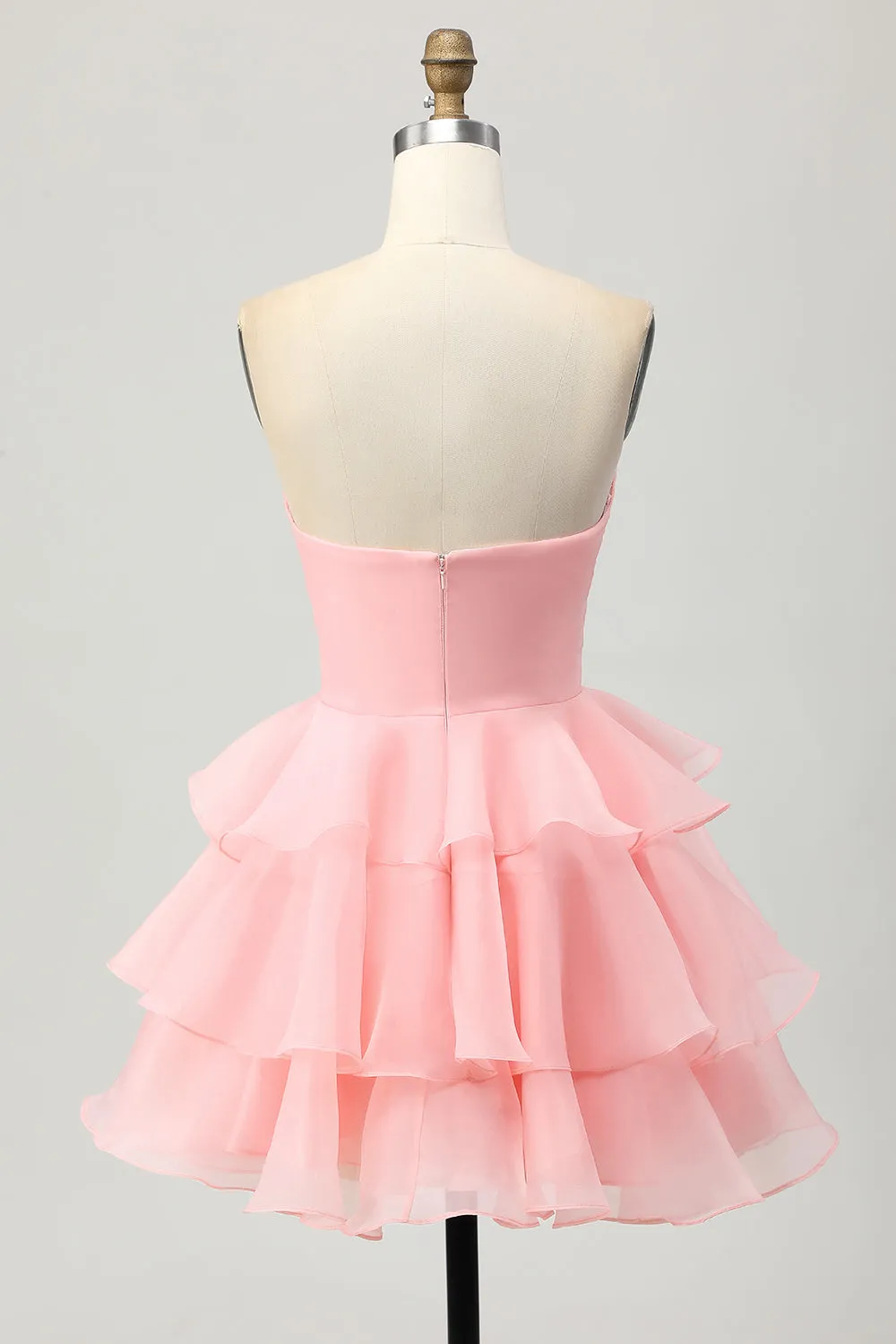 Blush A Line Tiered Strapless Cut Out Short Homecoming Dress with 3D Flower sold by Wedtrend product image thumbnail 2