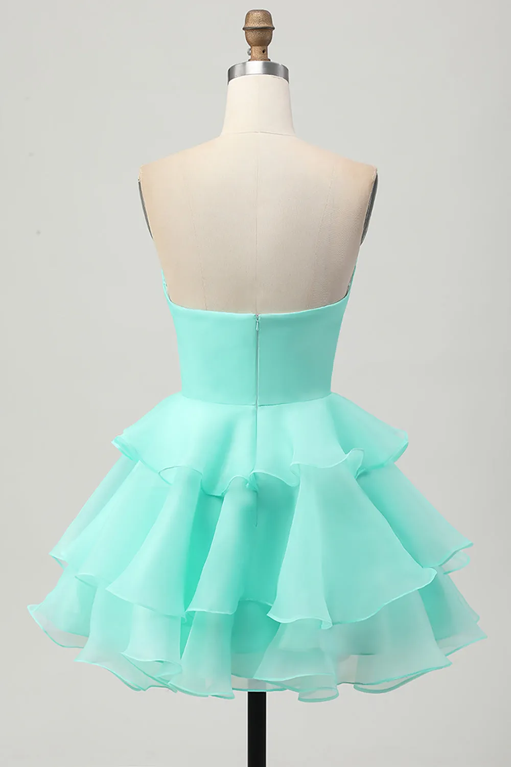 Green Tiered Strapless A Line Cut Out Short Homecoming Dress sold by Wedtrend product image thumbnail 2