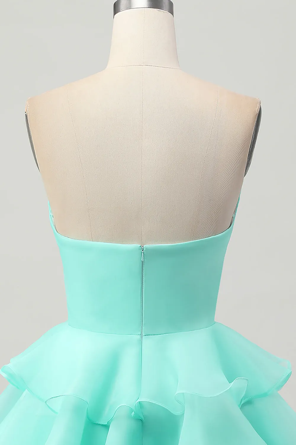 Green Tiered Strapless A Line Cut Out Short Homecoming Dress sold by Wedtrend product image thumbnail 5