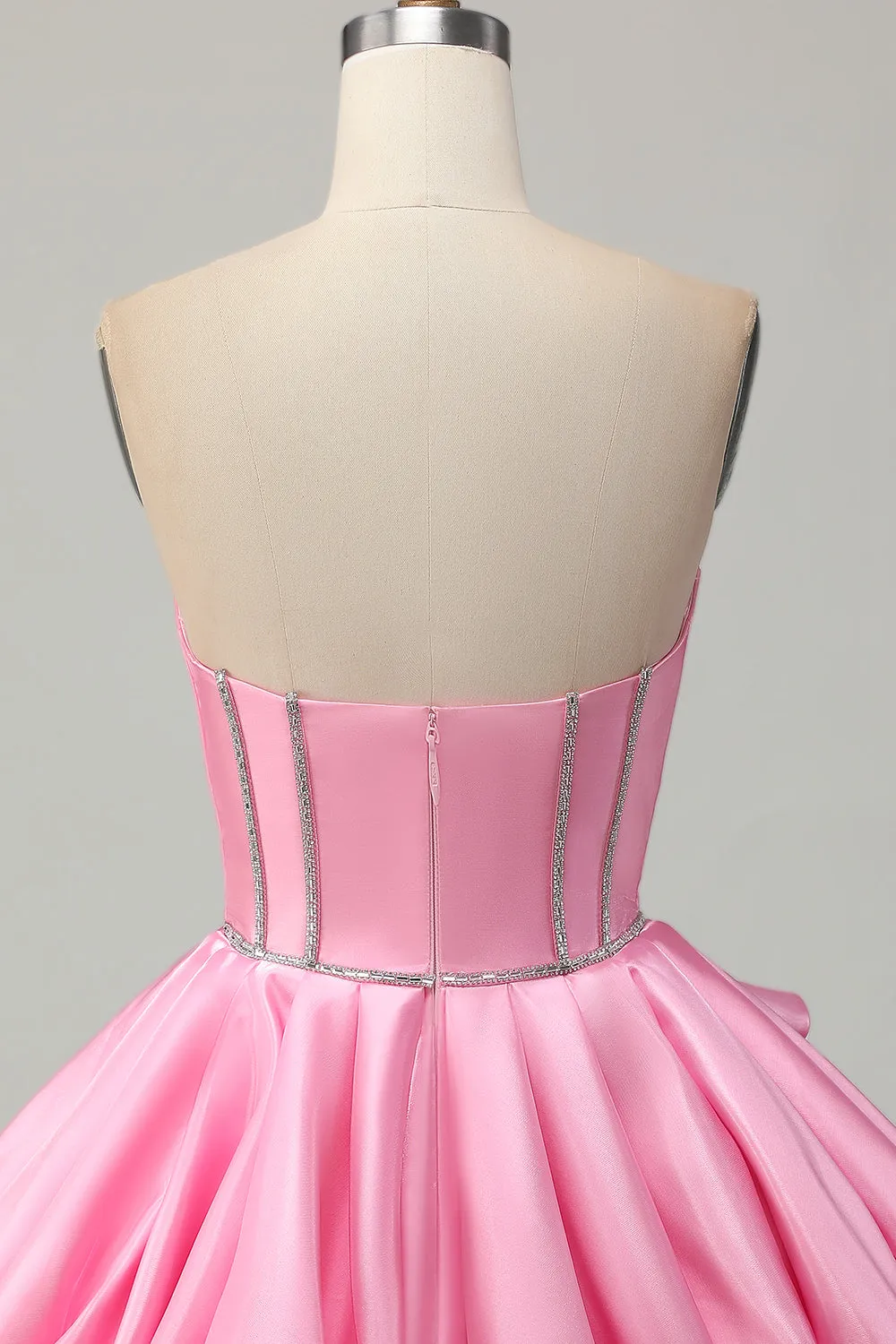 Pink Corset A Line Ruffled Short Homecoming Dress with Beading sold by Wedtrend product image thumbnail 5