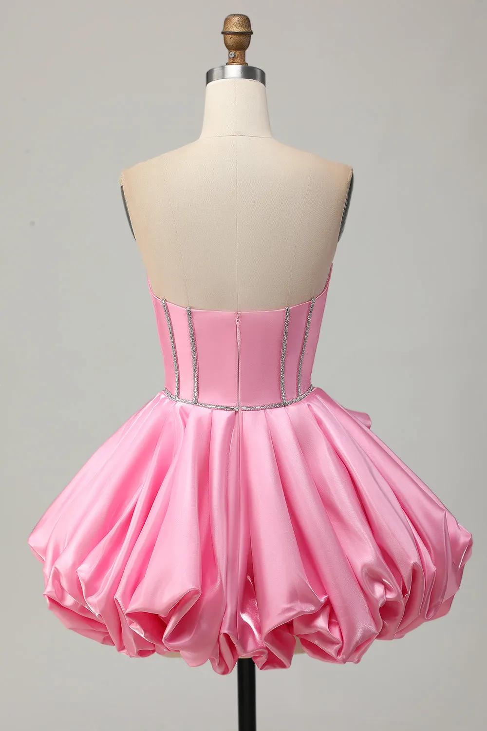 Pink Corset A Line Ruffled Short Homecoming Dress with Beading sold by Wedtrend product image thumbnail 2