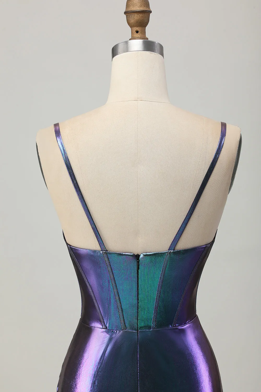 Metallic Blue Purple Bodycon Corset Short Homecoming Dress sold by Wedtrend product image thumbnail 5