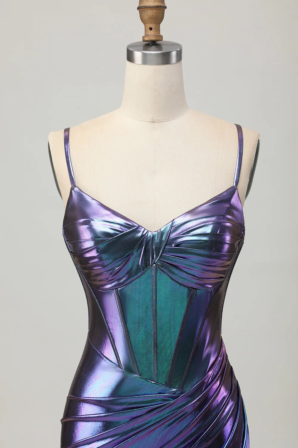 Metallic Blue Purple Bodycon Corset Short Homecoming Dress sold by Wedtrend product image thumbnail 4