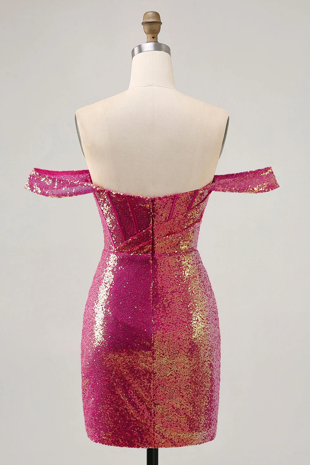 Sparkly Fuchsia Off The Shoulder Bodycon Sequins Homecoming Dress sold by Wedtrend product image thumbnail 2