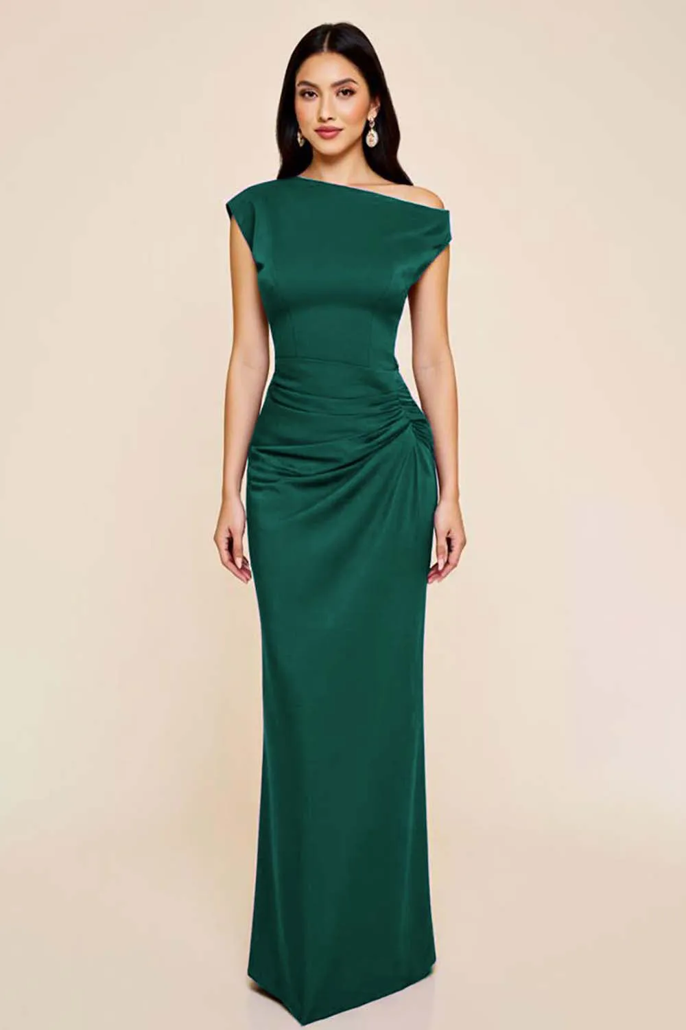 Ruched Off The Shoulder Black Mermaid Wedding Guest Dress sold by Wedtrend product image thumbnail 3