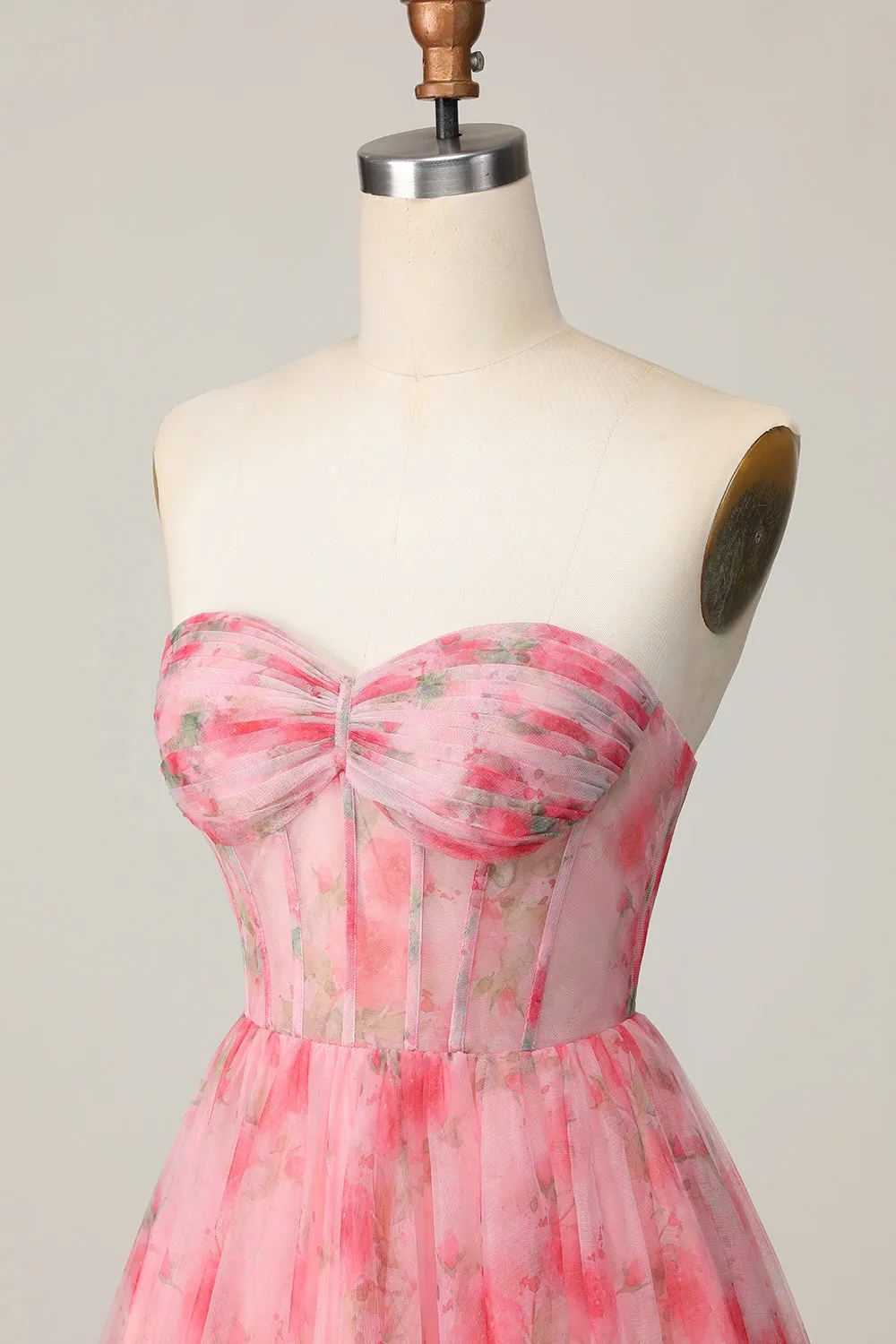 Strapless Red Flower A Line Printed Homecoming Dress sold by Wedtrend product image thumbnail 5