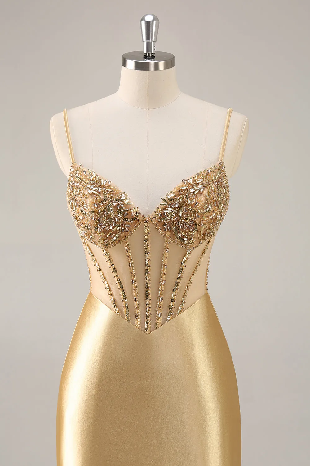 Golden Bodycon Satin Corset Sequins Homecoming Dress sold by Wedtrend product image thumbnail 5