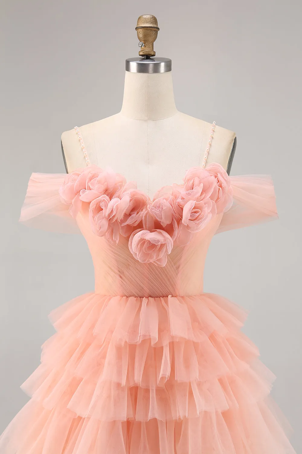 Blush Bodycon Cold Shoulder Tiered Homecoming Dress with 3D Flowers sold by Wedtrend product image thumbnail 4