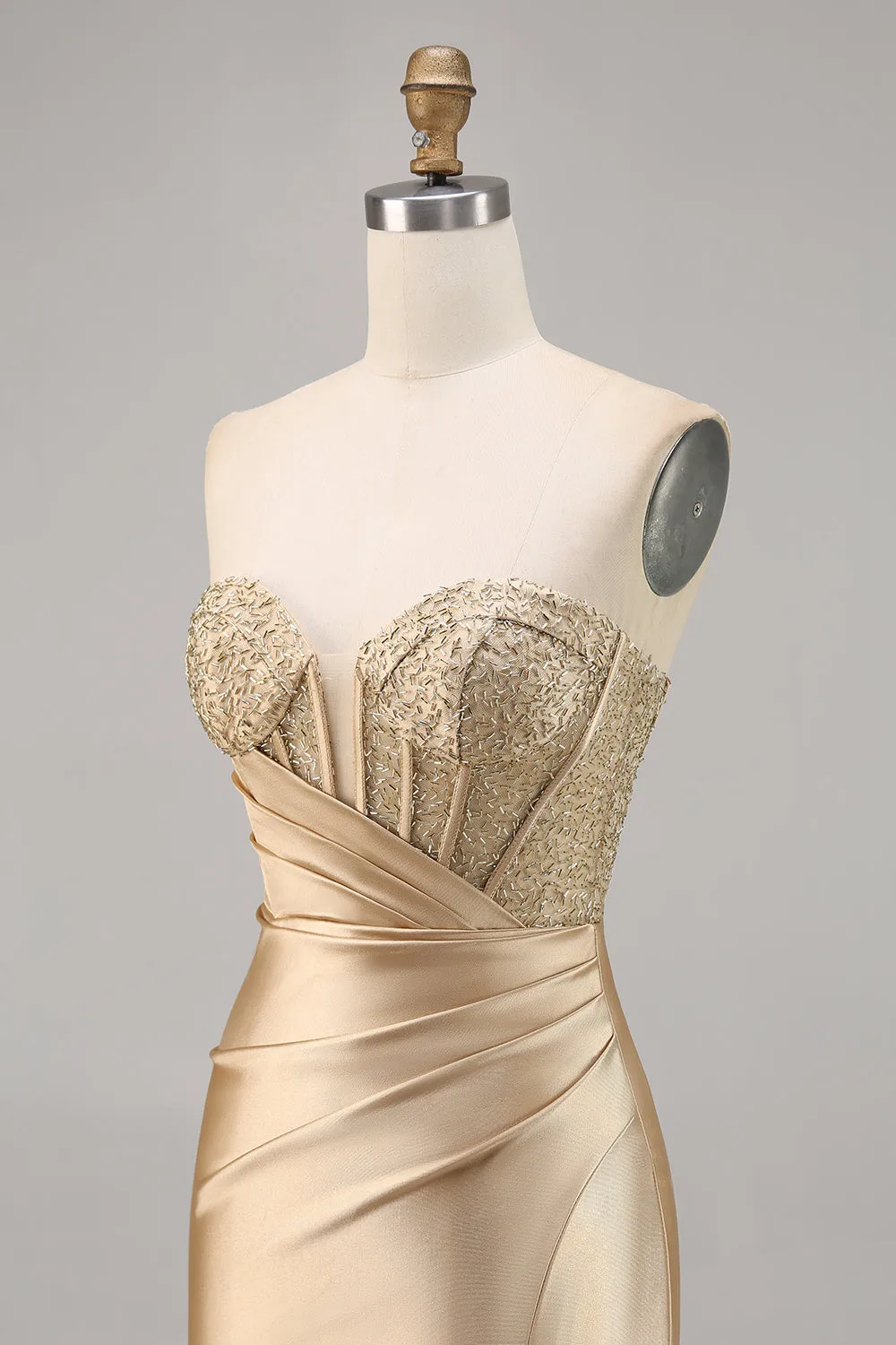 Golden Bodycon Strapless Corset Satin Homecoming Dress sold by Wedtrend product image thumbnail 5
