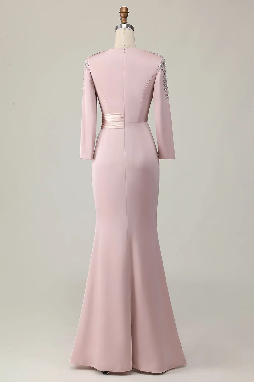 Blush Lace Sheath Long Sleeves Mother Of The Bride Dress sold by Wedtrend product image thumbnail 2