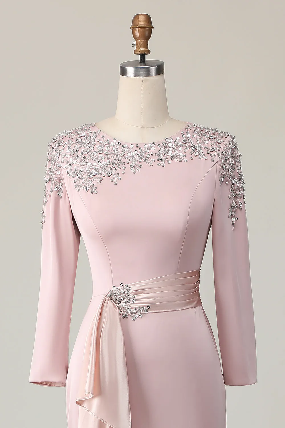 Blush Lace Sheath Long Sleeves Mother Of The Bride Dress sold by Wedtrend product image thumbnail 4