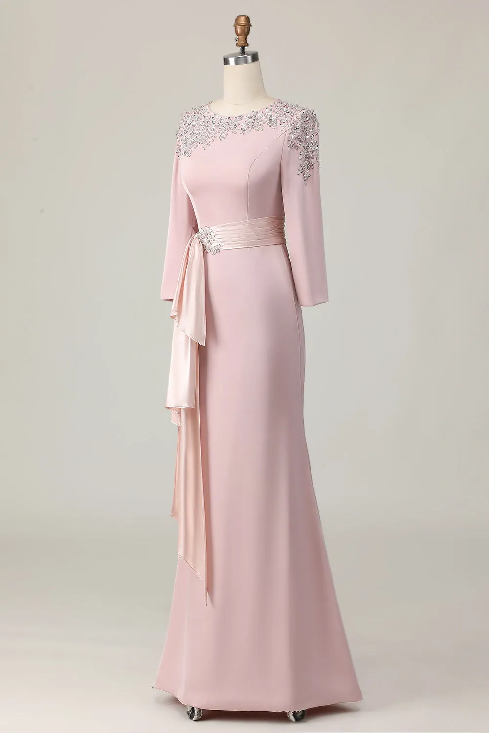 Blush Lace Sheath Long Sleeves Mother Of The Bride Dress sold by Wedtrend product image thumbnail 3