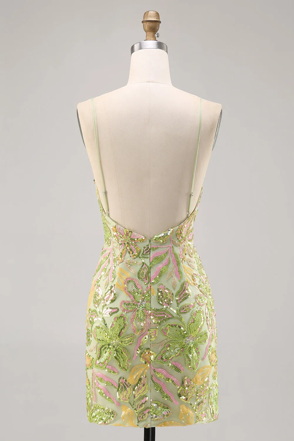 Green Bodycon Spaghetti Straps Sequins Homecoming Dress sold by Wedtrend product image thumbnail 2