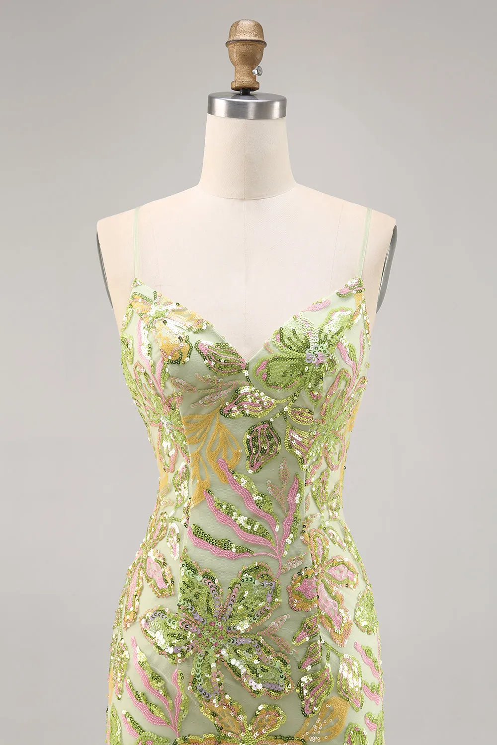 Green Bodycon Spaghetti Straps Sequins Homecoming Dress sold by Wedtrend product image thumbnail 4
