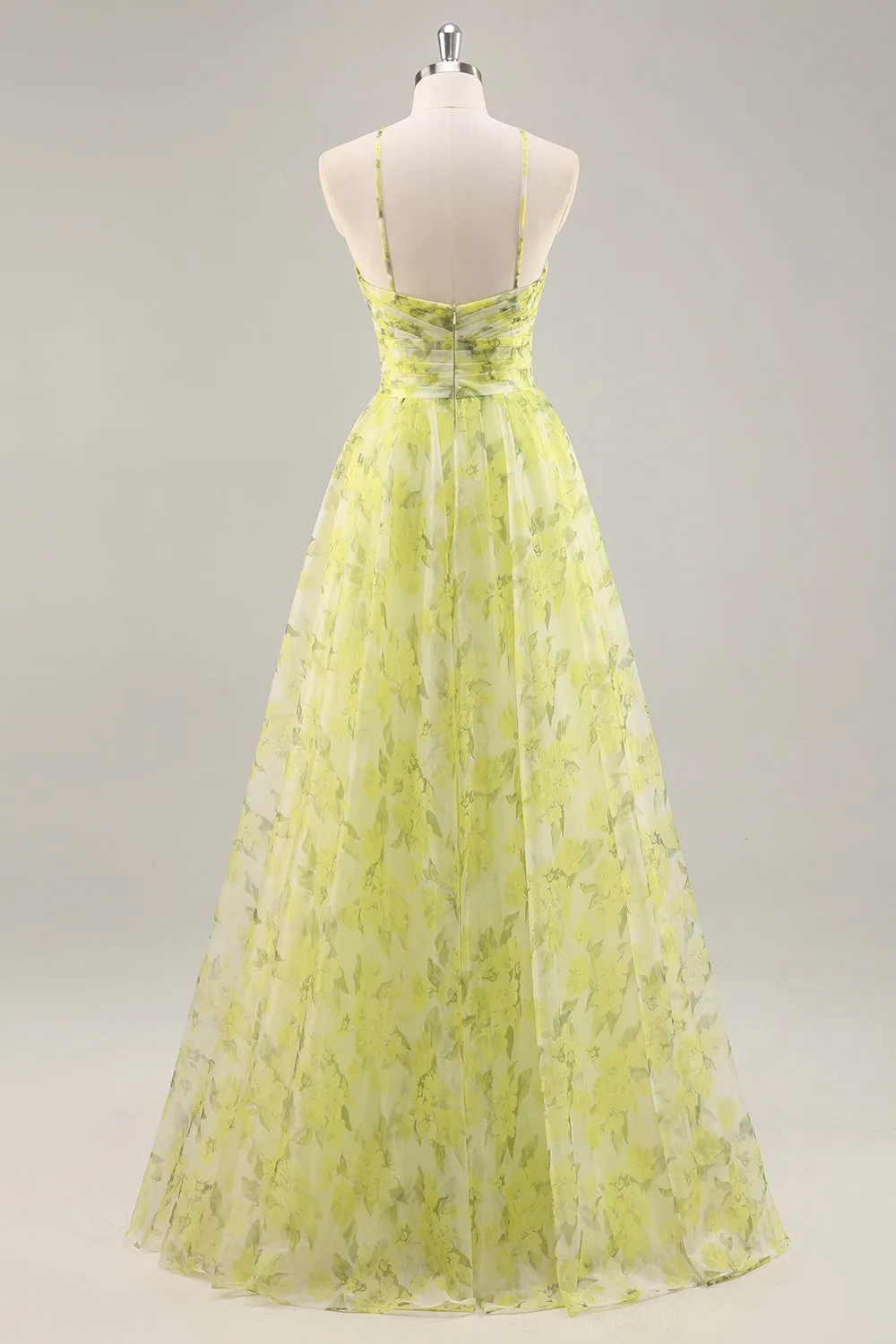 Yellow Green A-Line Cut Out Floral Long Prom Dress sold by Wedtrend product image thumbnail 2