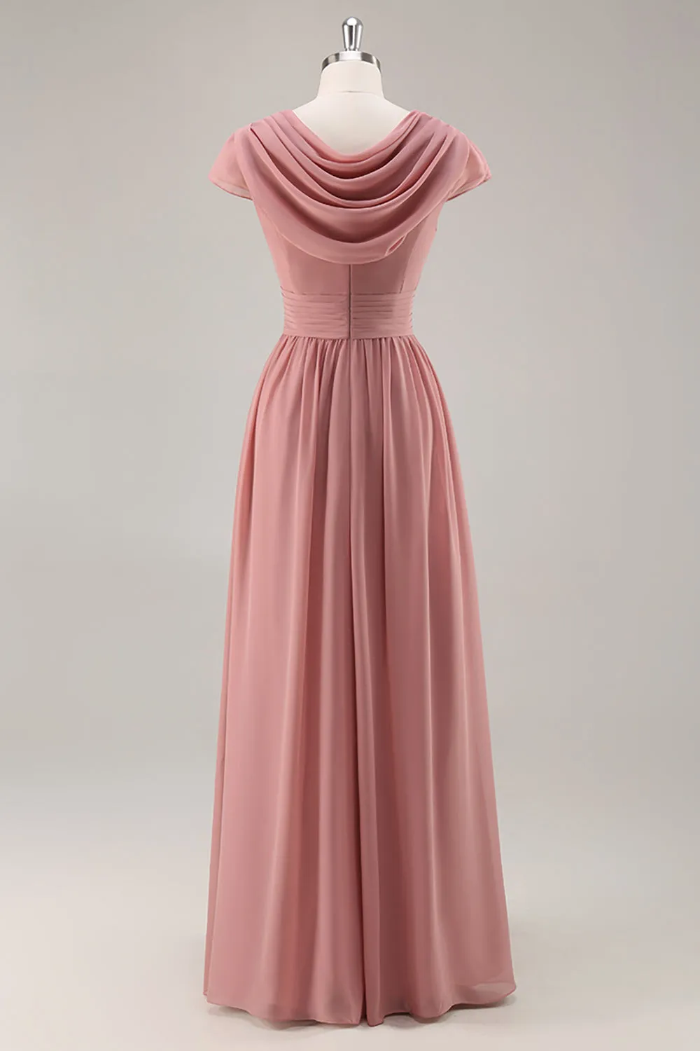Dusty Rose A Line V Neck Chiffon Long Bridesmaid Dress sold by Wedtrend product image thumbnail 2