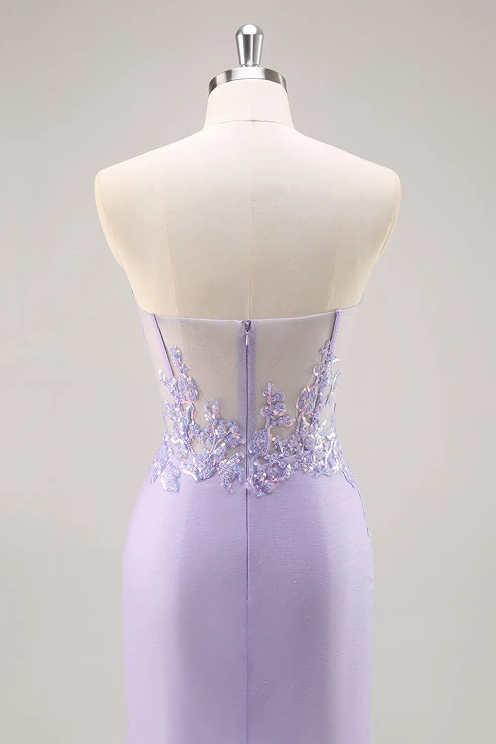 Lilac Mermaid Strapless Corset Long Prom Dress With Slit sold by Wedtrend product image thumbnail 5