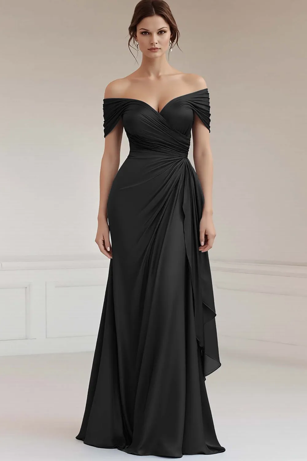 Off The Shoulder Mermaid Long Grey Blue Formal Dress sold by Wedtrend product image thumbnail 3