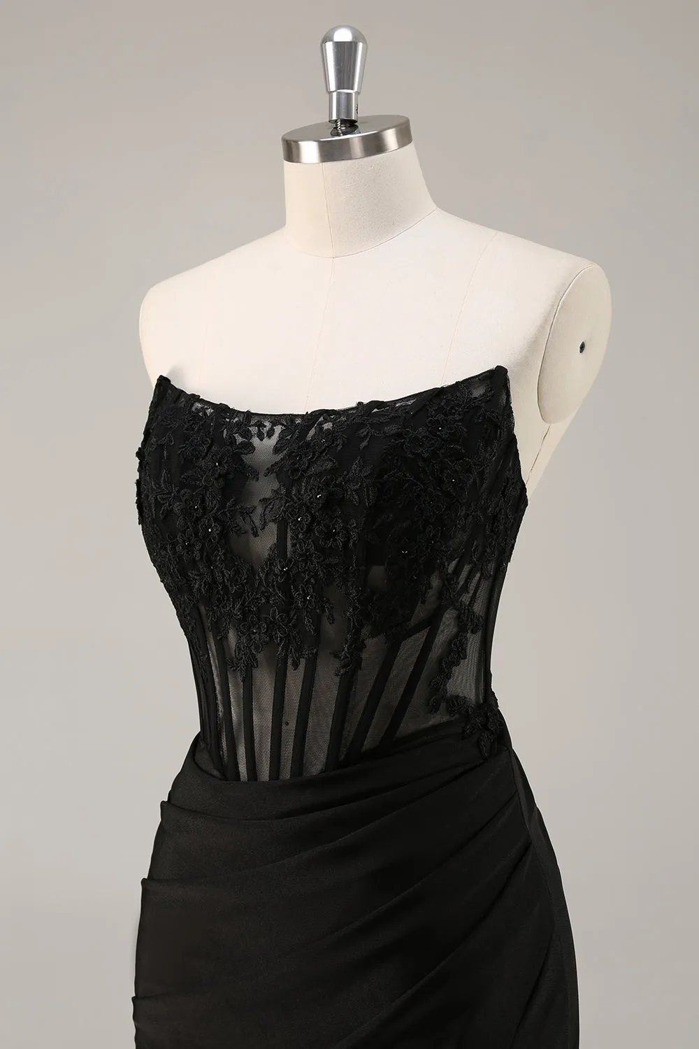 Black Strapless Corset Ruched Sequins Short Tight Homecoming Dress sold by Wedtrend product image thumbnail 5