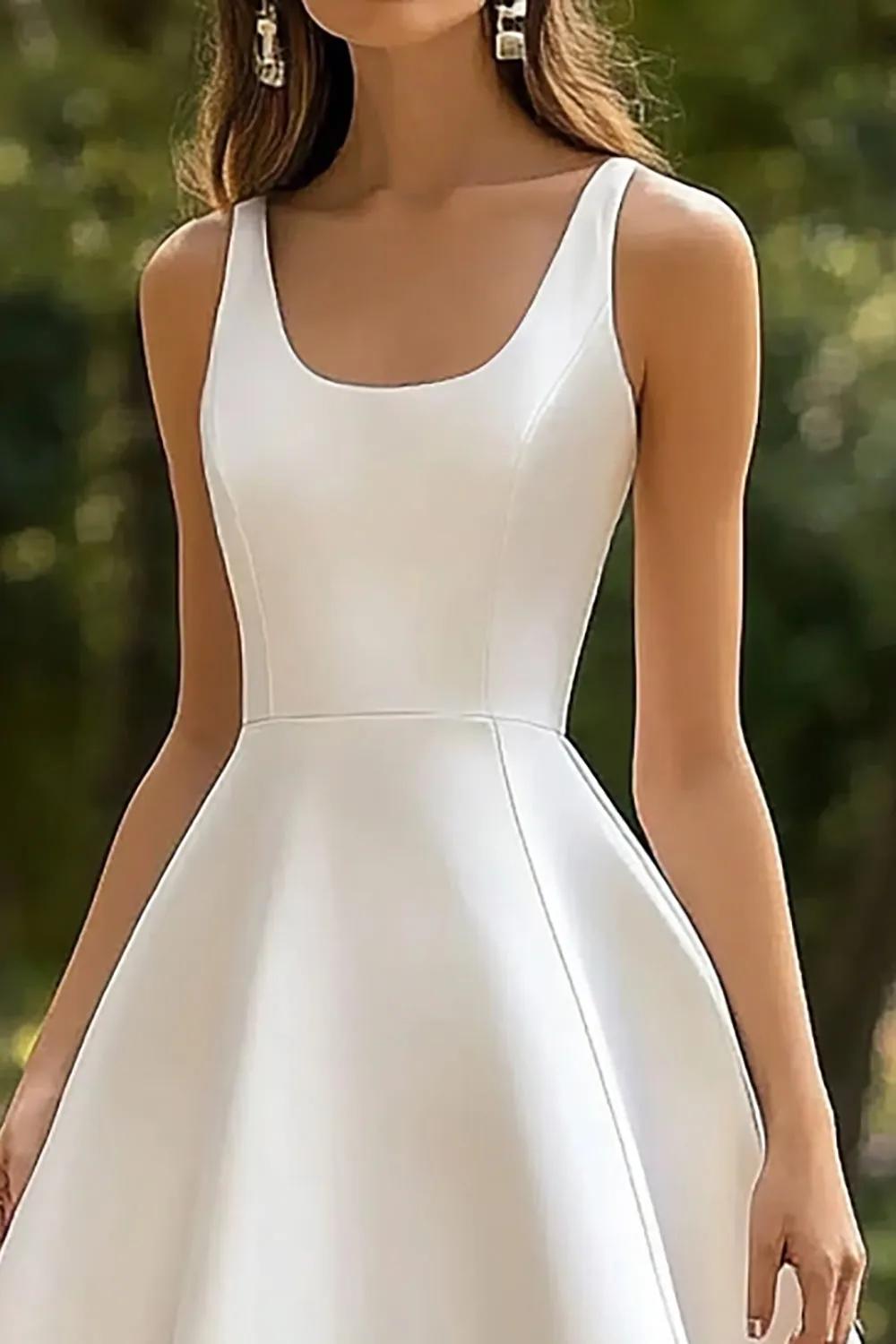 White Satin A Line Square Neck Graduation Dress sold by Wedtrend product image thumbnail 3