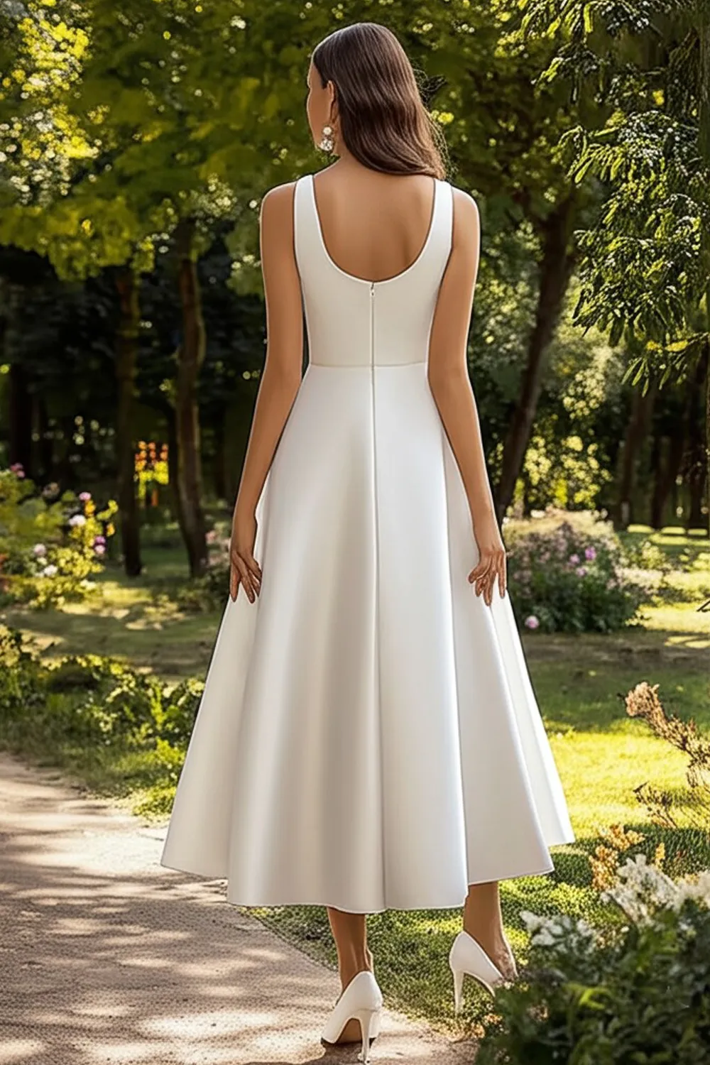 White Satin A Line Square Neck Graduation Dress sold by Wedtrend product image thumbnail 2
