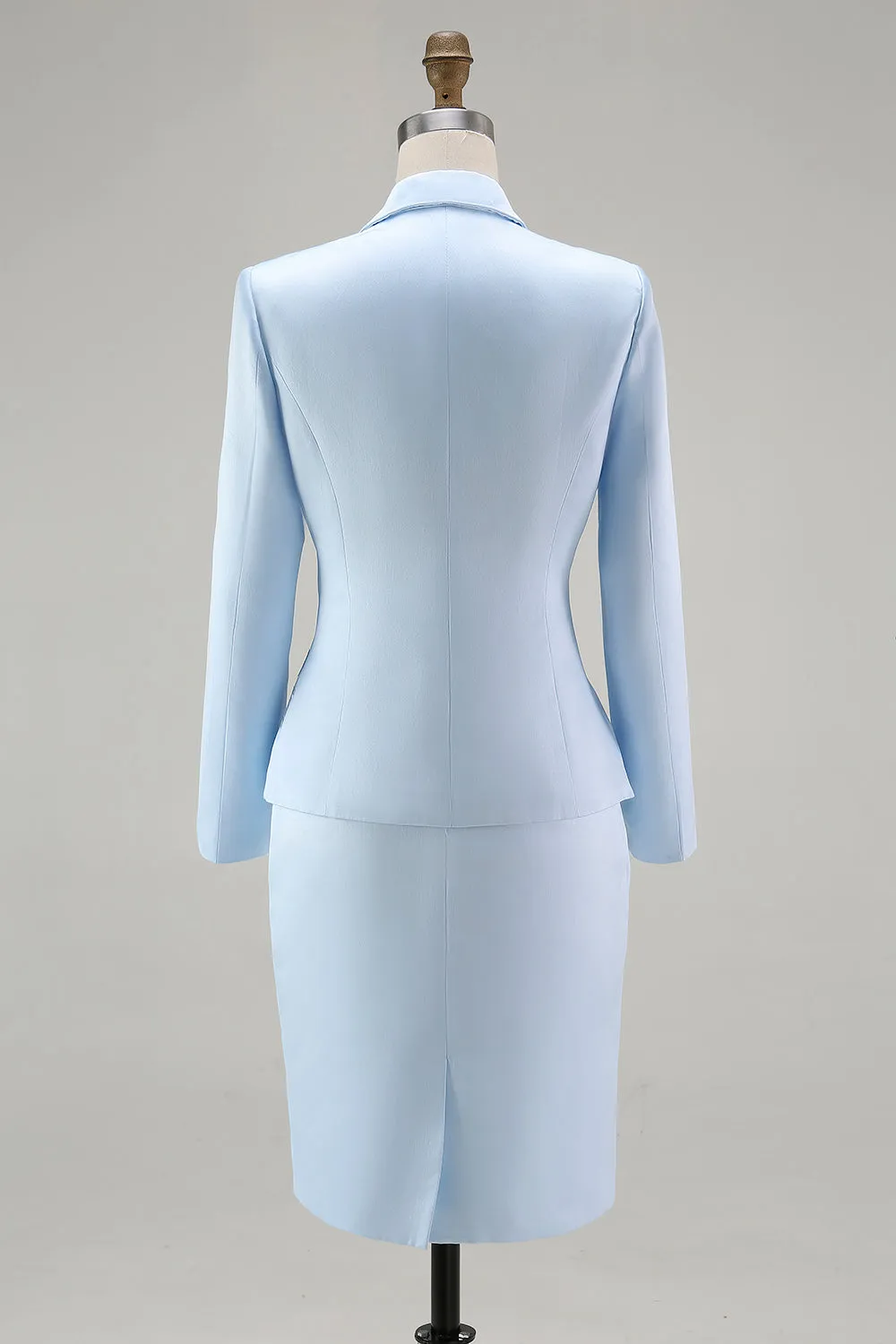 Blue Satin V-Neck Long Sleeves 2 pieces Mother Of The Bride Dress sold by Wedtrend product image thumbnail 5