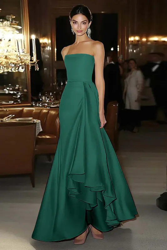 Pink Strapless Sheath Satin Formal Dress with Ruffles sold by Wedtrend