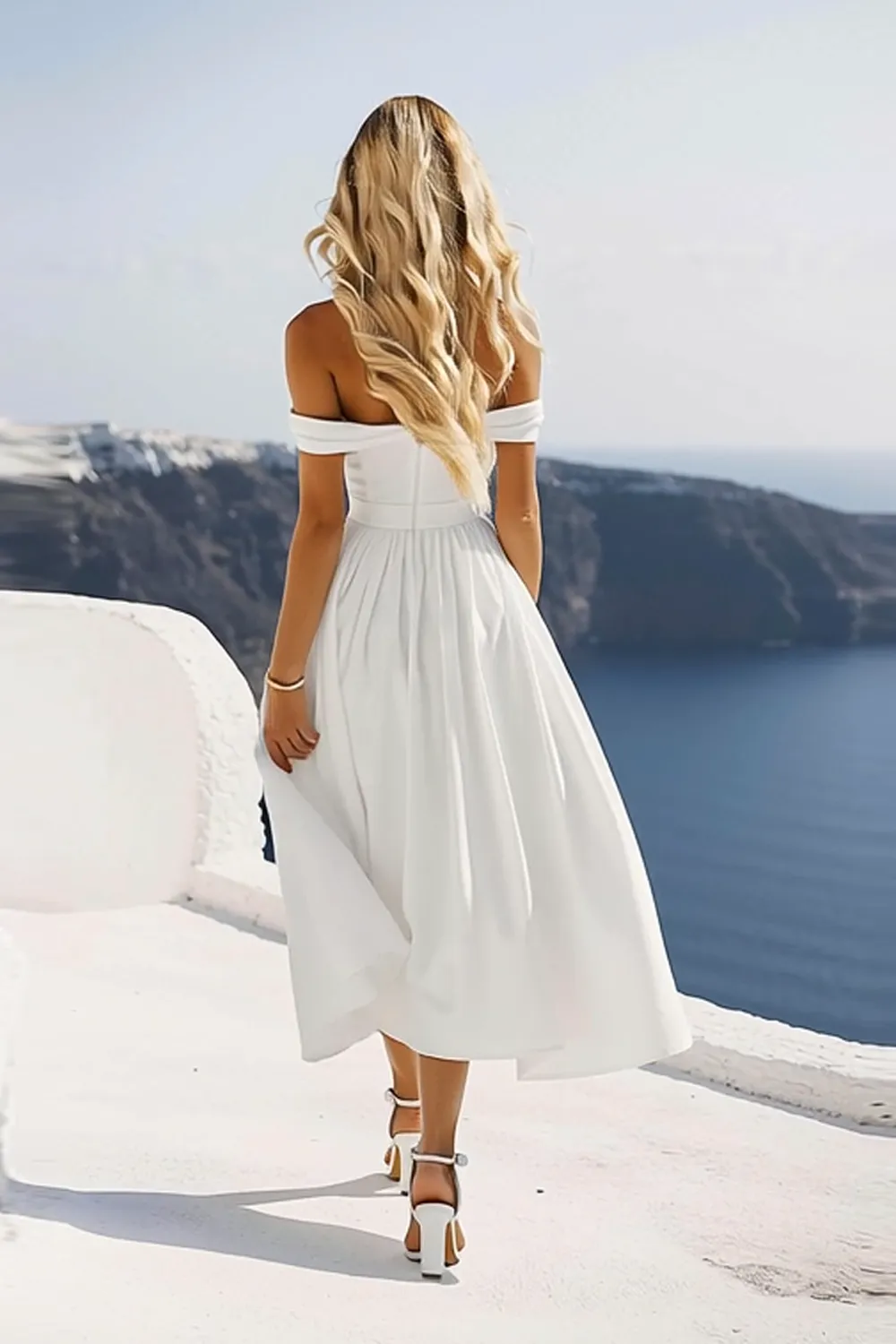 White A Line Off the Shoulder Asymmetrical Graduation Dress sold by Wedtrend product image thumbnail 2