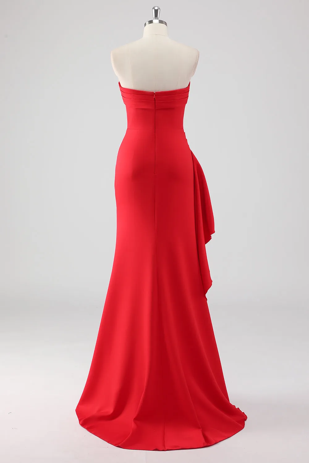 Red Ruched Sheath Formal Dress with Slit sold by Wedtrend product image thumbnail 2