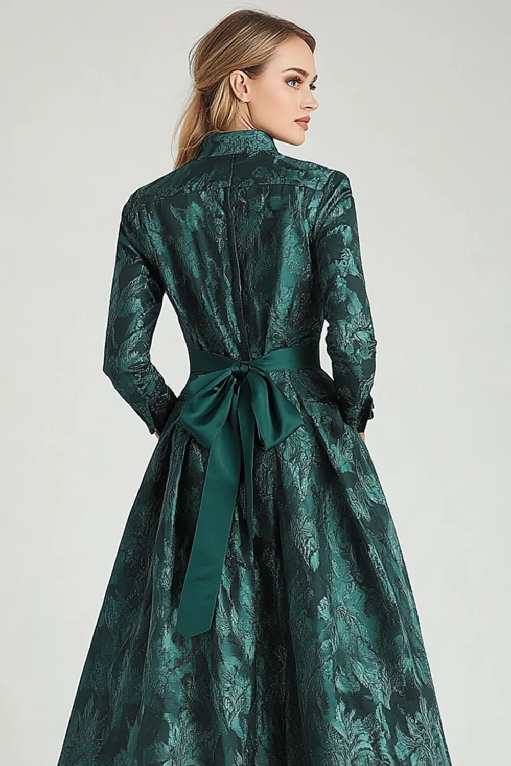 Floral A Line Dark Green Mother of Bride Dress with Pockets sold by Wedtrend product image thumbnail 4