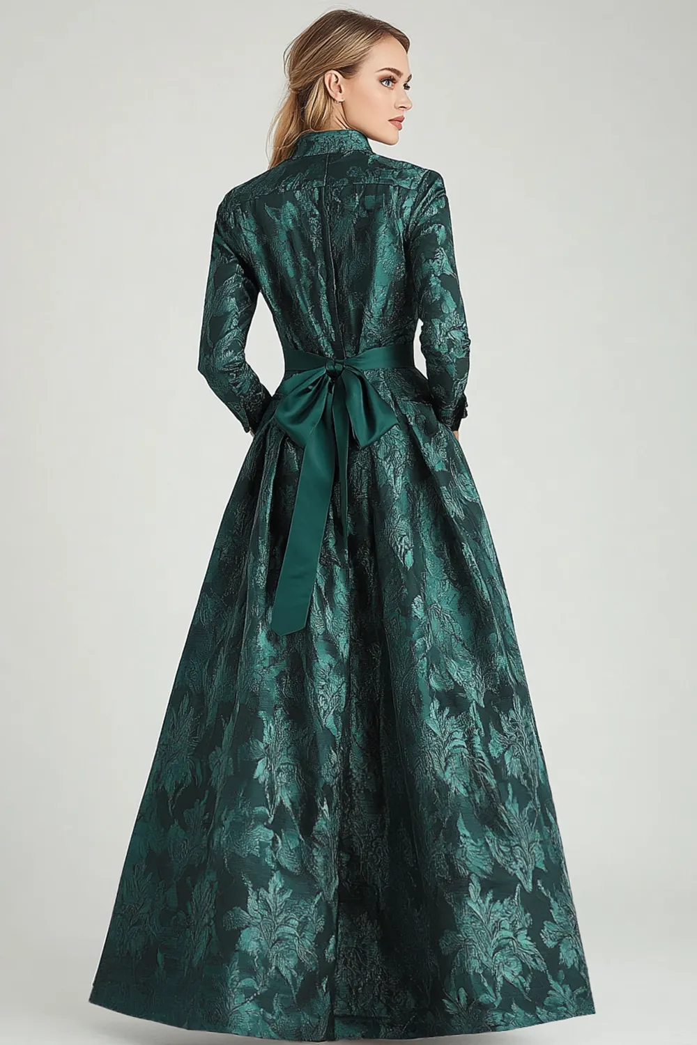 Floral A Line Dark Green Mother of Bride Dress with Pockets sold by Wedtrend product image thumbnail 2