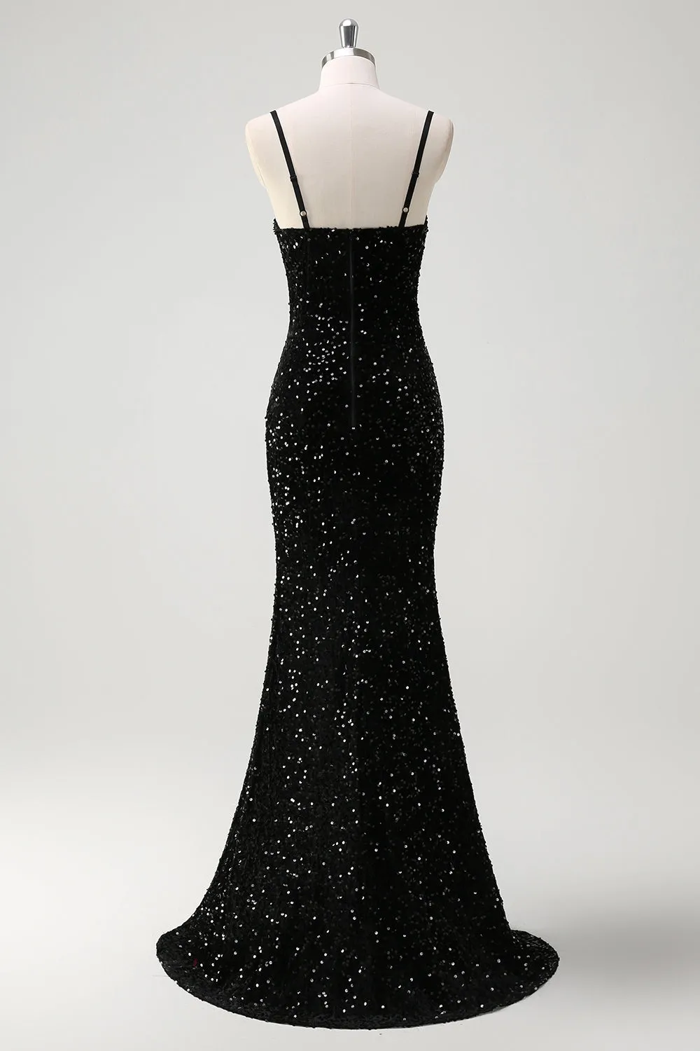 Glitter Mermaid Spaghetti Straps Beaded Long Prom Dress with Slit sold by Wedtrend product image thumbnail 2