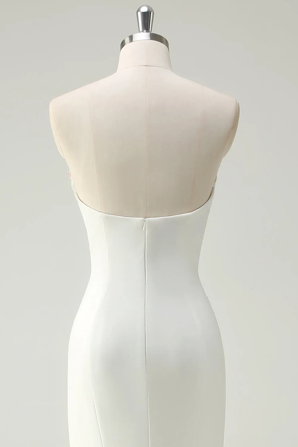 Sparkly White Floral Strapless Mermaid Long Prom Dress with Sequins sold by Wedtrend product image thumbnail 5