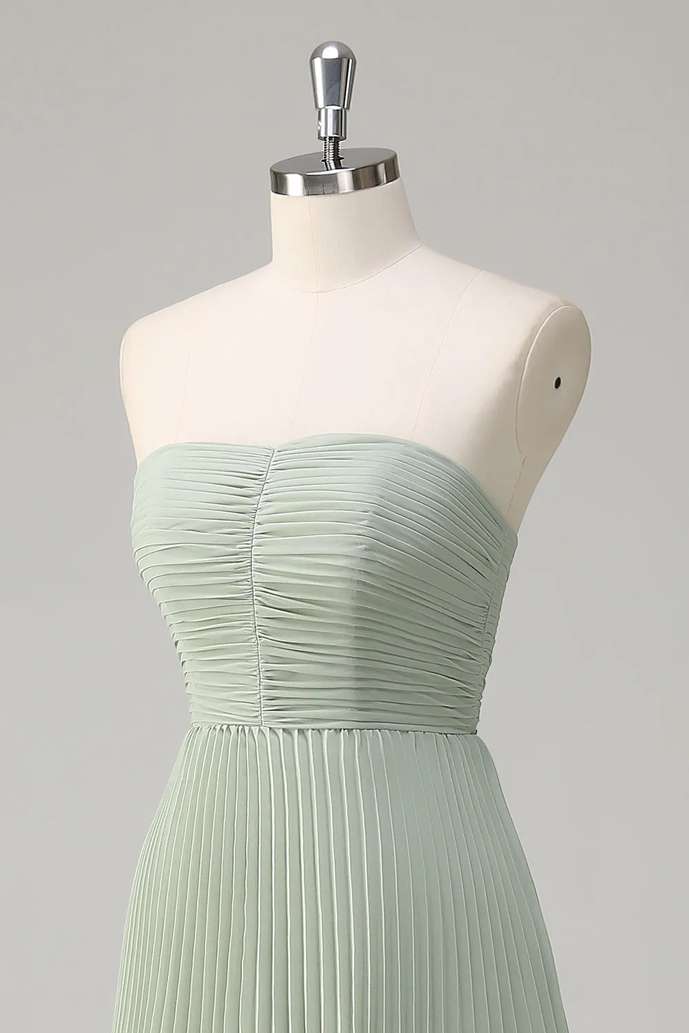 Dusty Sage A-Line Sweetheart Tiered Chiffon Floor Length Dress sold by Wedtrend product image thumbnail 5