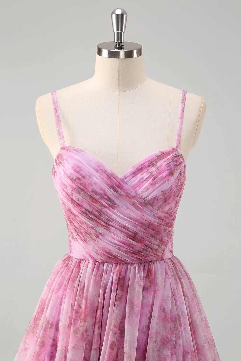 Pinkish Purple A-Line Spaghetti Straps Lace Up Back Long Prom Dress with Slit sold by Wedtrend product image thumbnail 4
