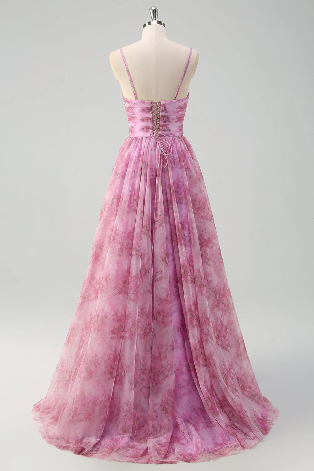 Pinkish Purple A-Line Spaghetti Straps Lace Up Back Long Prom Dress with Slit sold by Wedtrend product image thumbnail 2