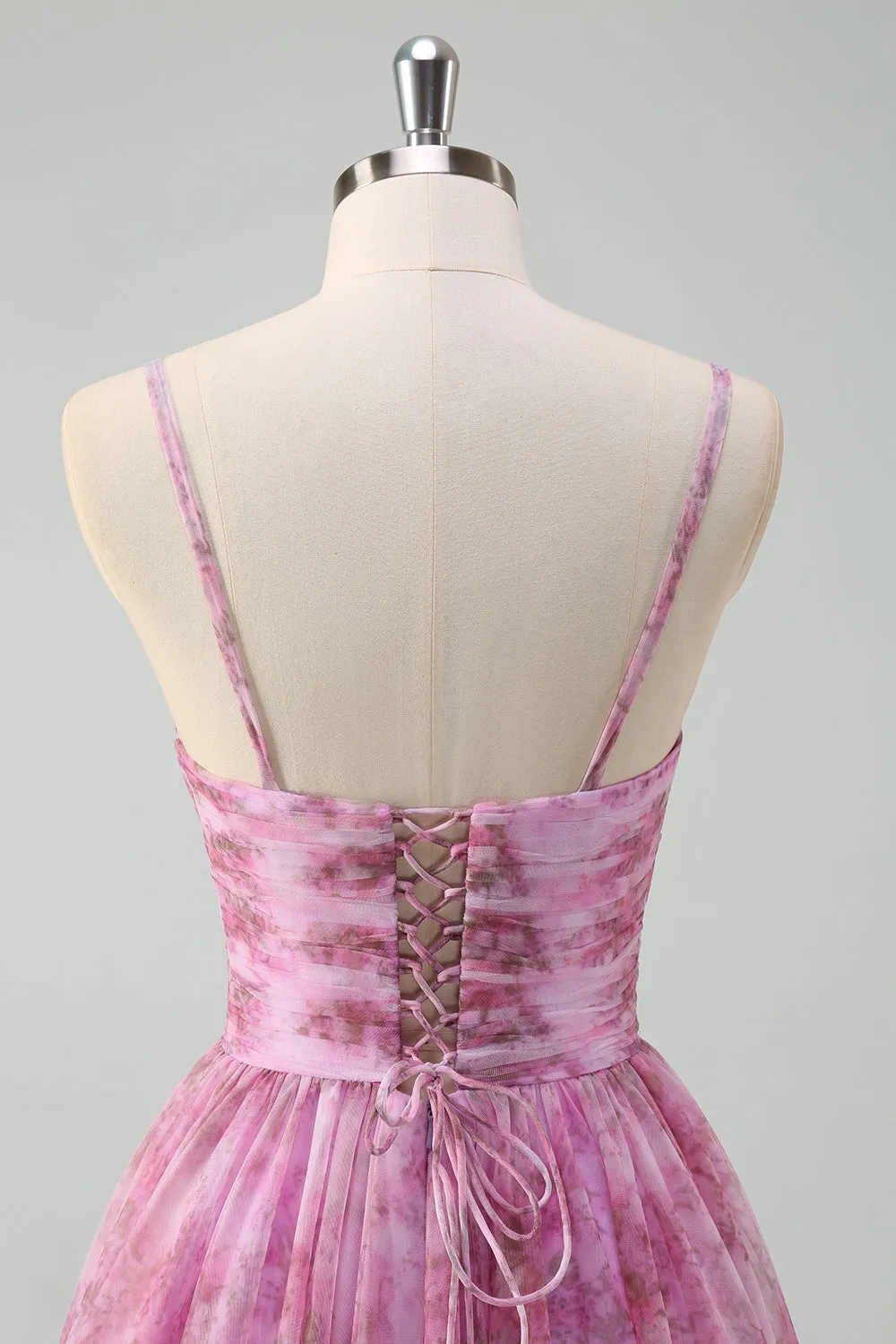 Pinkish Purple A-Line Spaghetti Straps Lace Up Back Long Prom Dress with Slit sold by Wedtrend product image thumbnail 5