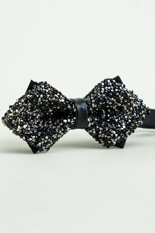 Men's Black Rhinestones Adjustable Party Bow Ties made by Wedtrend