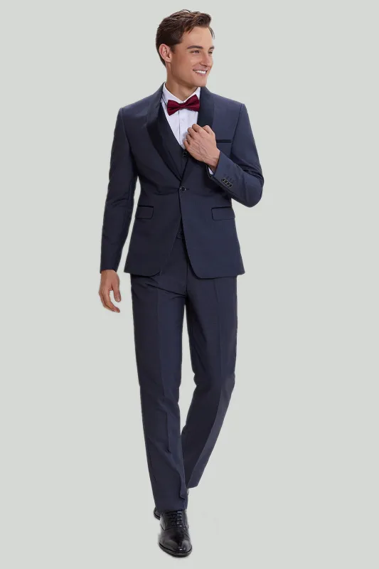 Men's Grey 3 Piece One Button Shawl Lapel Wedding Guest Suit made by Wedtrend
